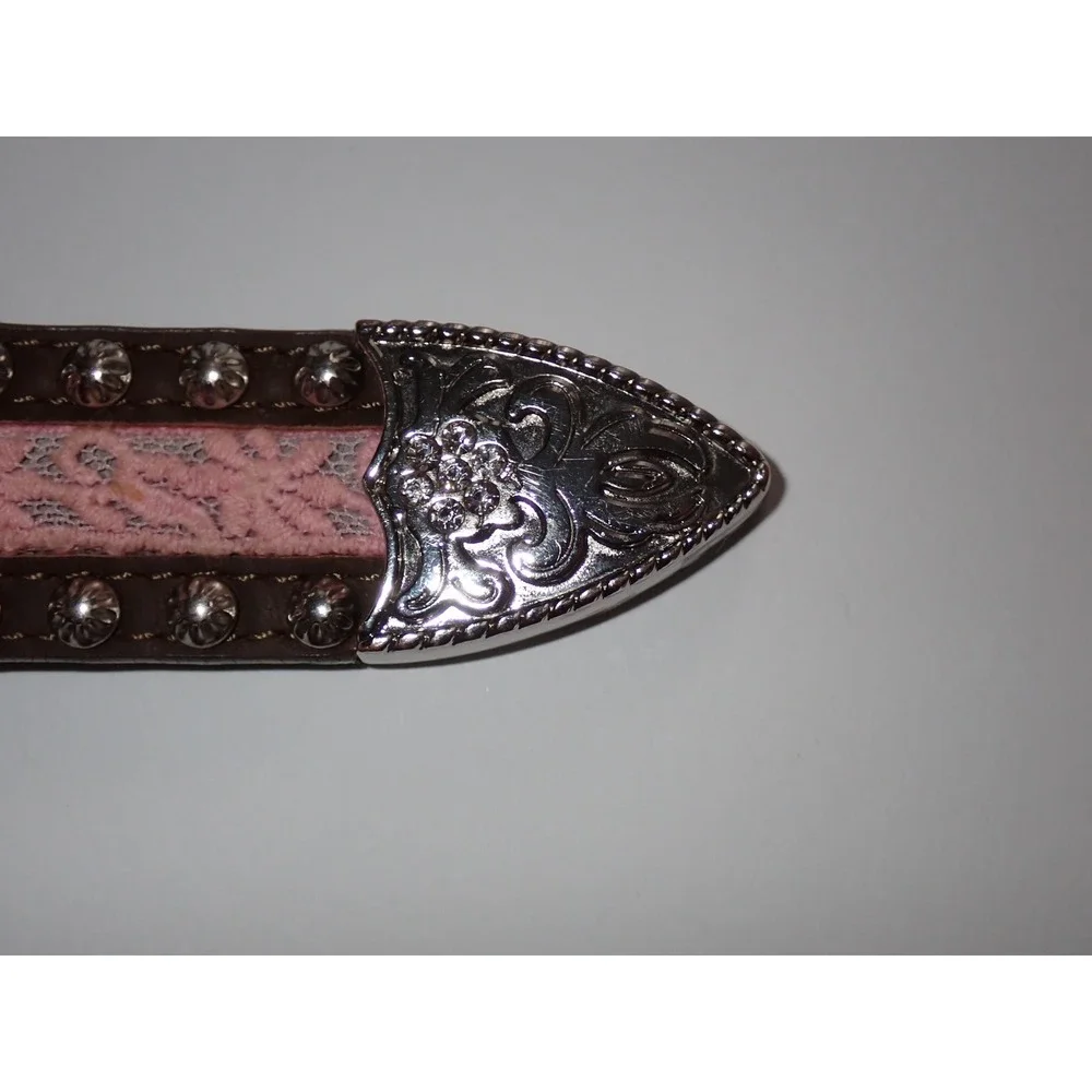Ariat Kids Pink Lace Studded Western Belt Size 26 Cowboy Horse Show Equestrian